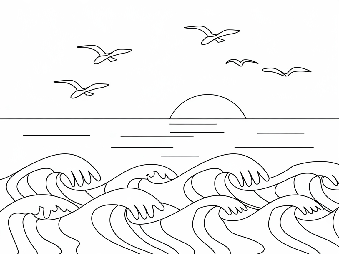 Peaceful Ocean Waves at Sunset
