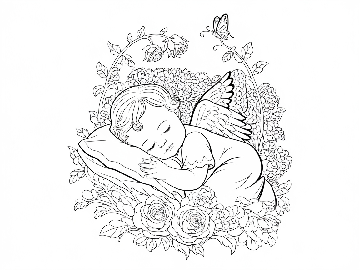 Blissful Slumber of a Floral Baby Angel