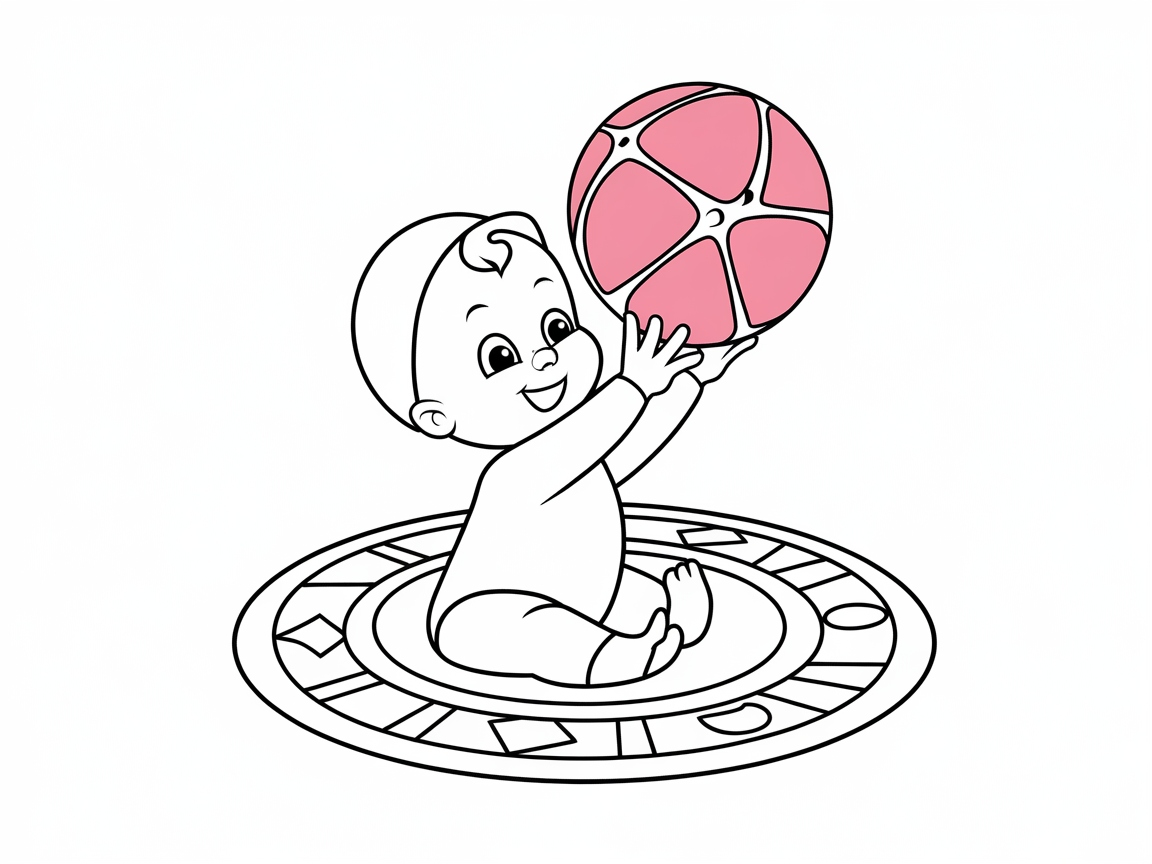 Adorable Baby Playtime Coloring Page