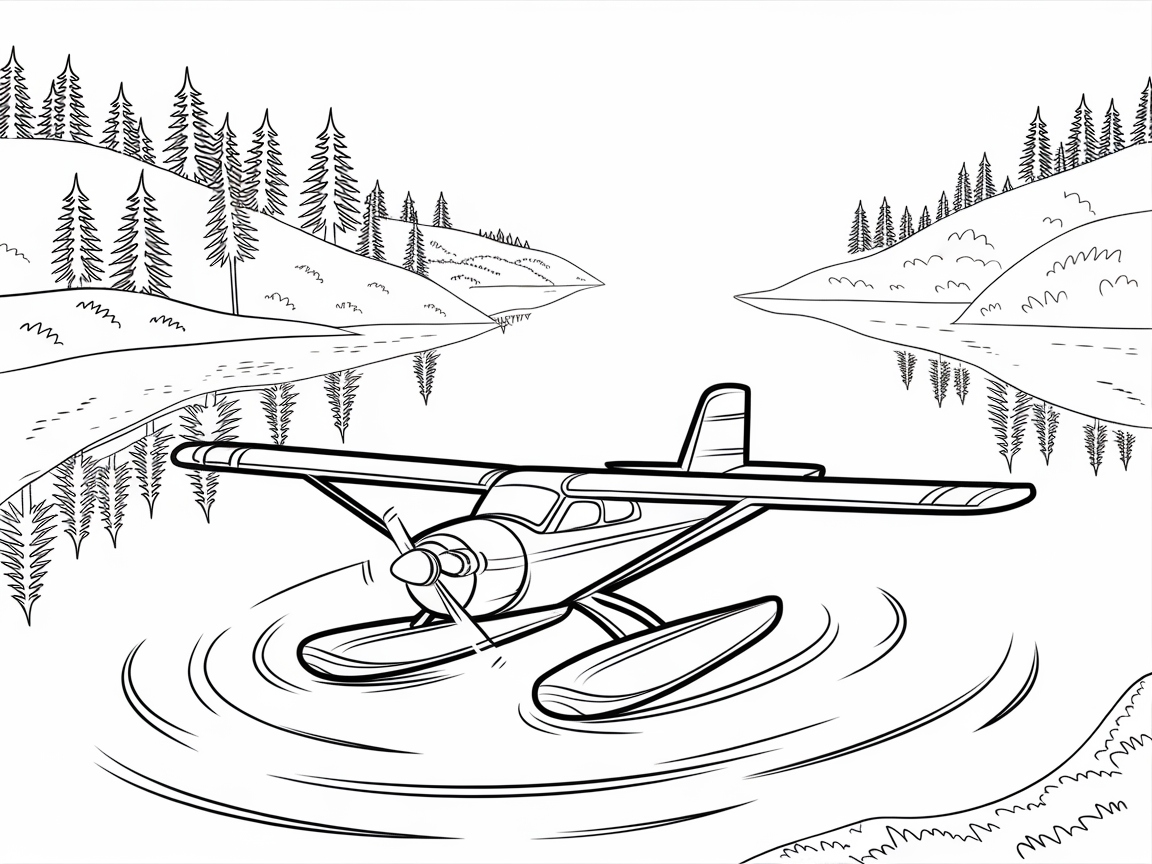 Take a Scenic Flight with This Floatplane Coloring Page