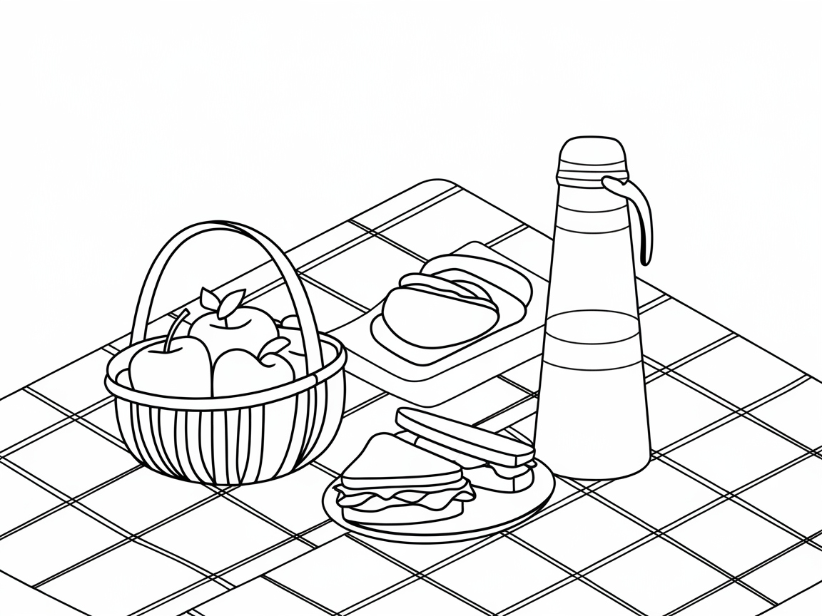 Color a Delightful Picnic Spread With Fresh Apples