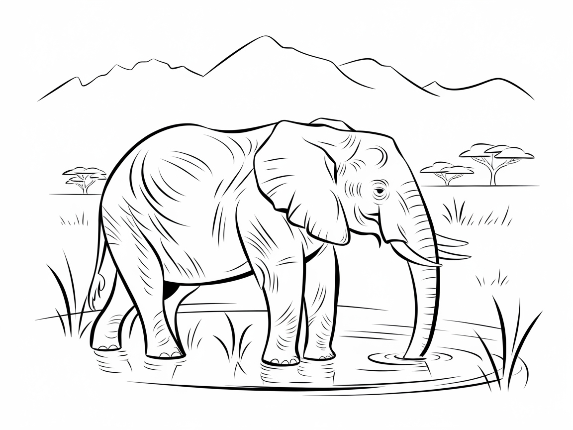 Explore the Savanna with This Elephant Coloring Page