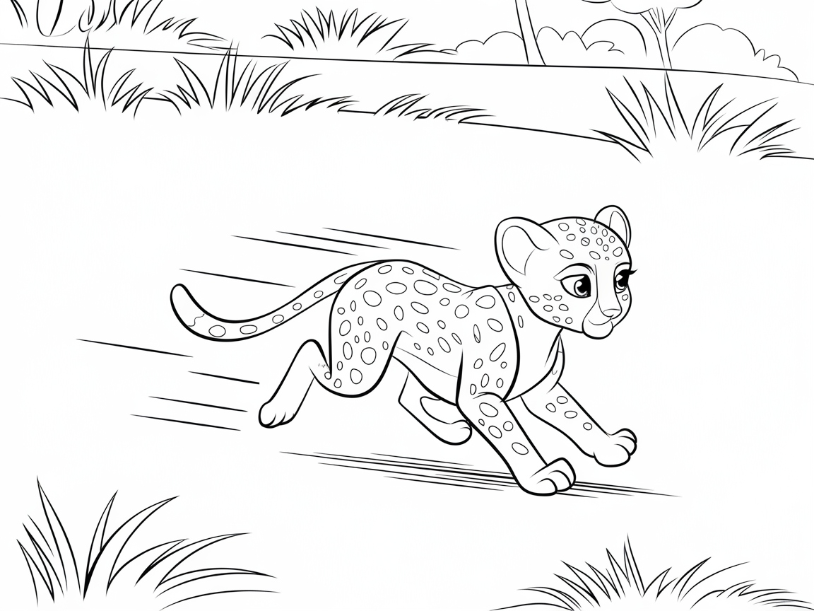 Speeding Cheetah Cub Adventure