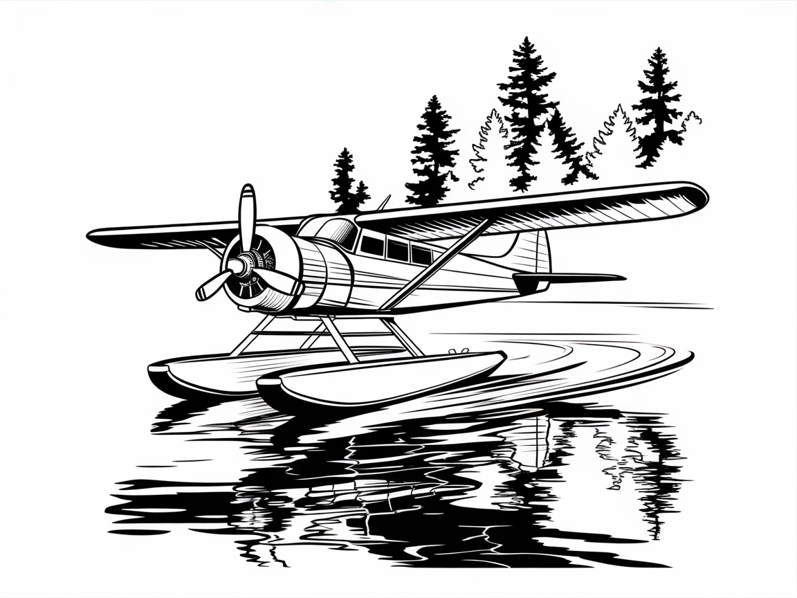 Adventure Awaits with This Stunning Seaplane Coloring Page