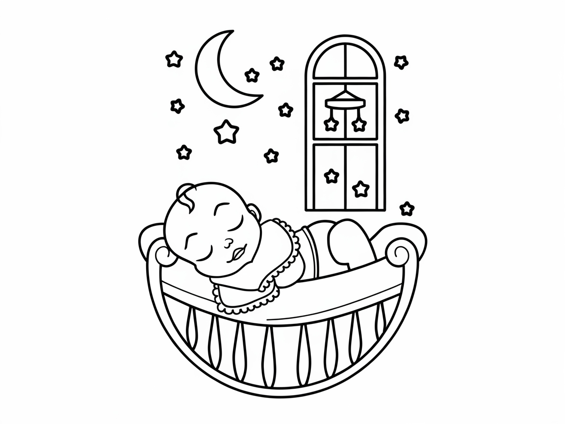 Dreamy Nighttime Baby Scene with Stars and Moon