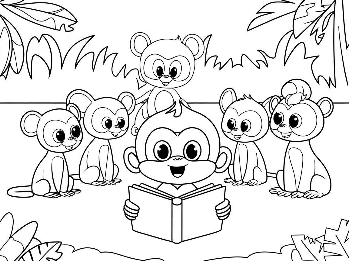Storytime with Baby Monkeys in the Jungle