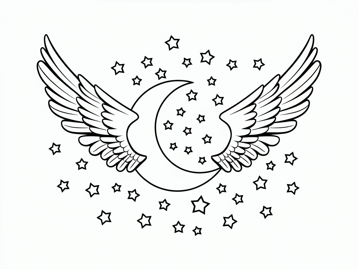 Color the Cosmic Symphony of Angel Wings and Stars