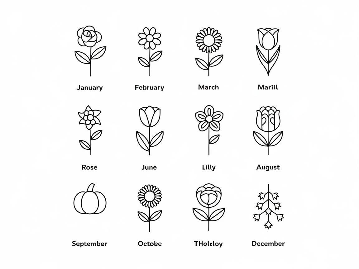 Delightful Monthly Flower Motifs