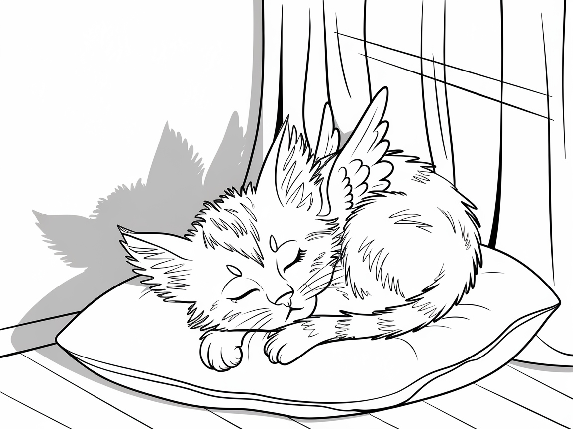 Color This Adorable Feline Angel