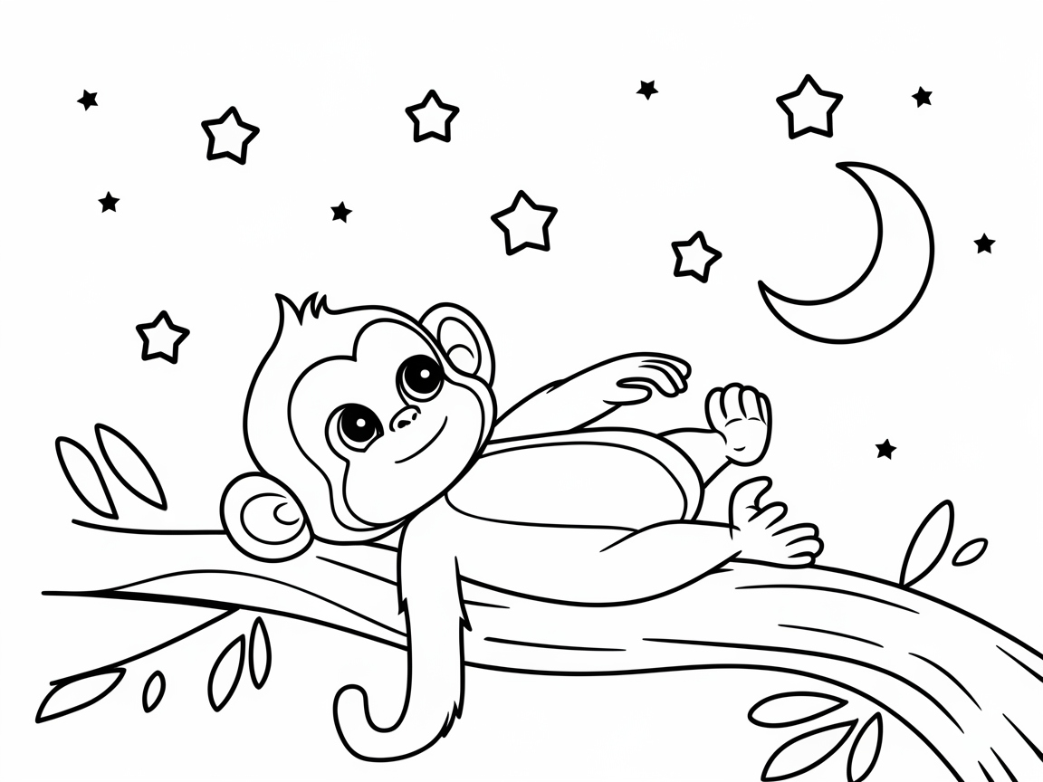 Dreamy Monkey Gazing at the Night Sky