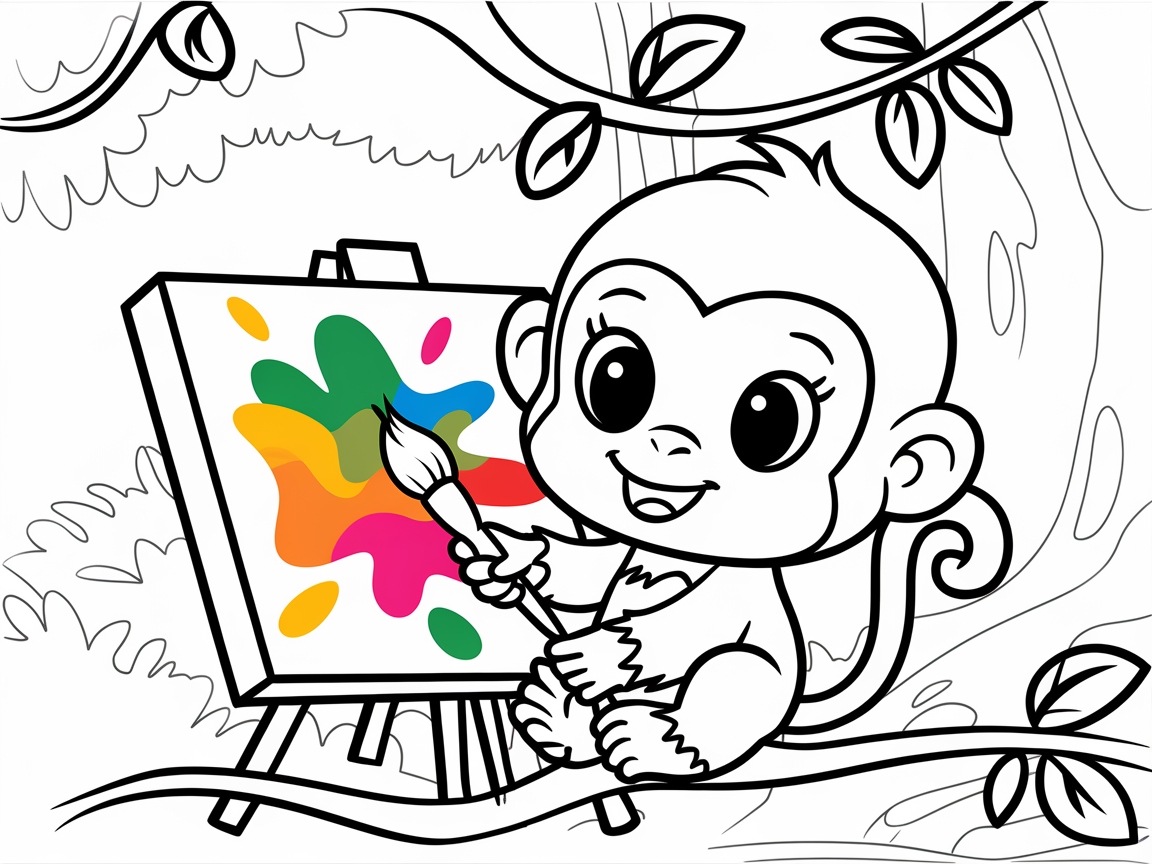 Creative Monkey Painting a Jungle Masterpiece