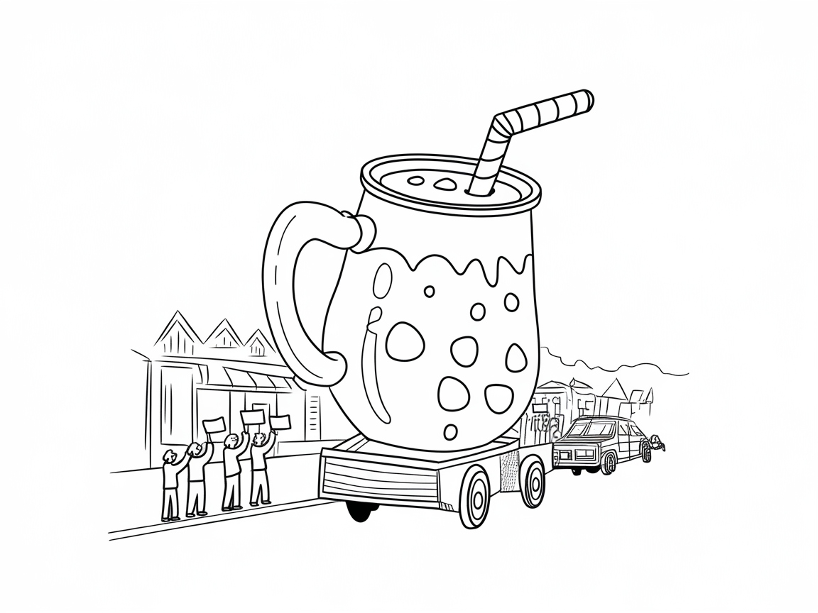 Parade Fun with Giant Cider Mug Float