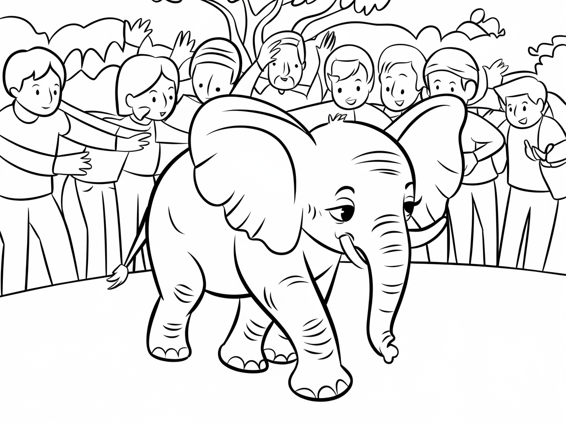 Interactive Elephant Adventure Coloring Page