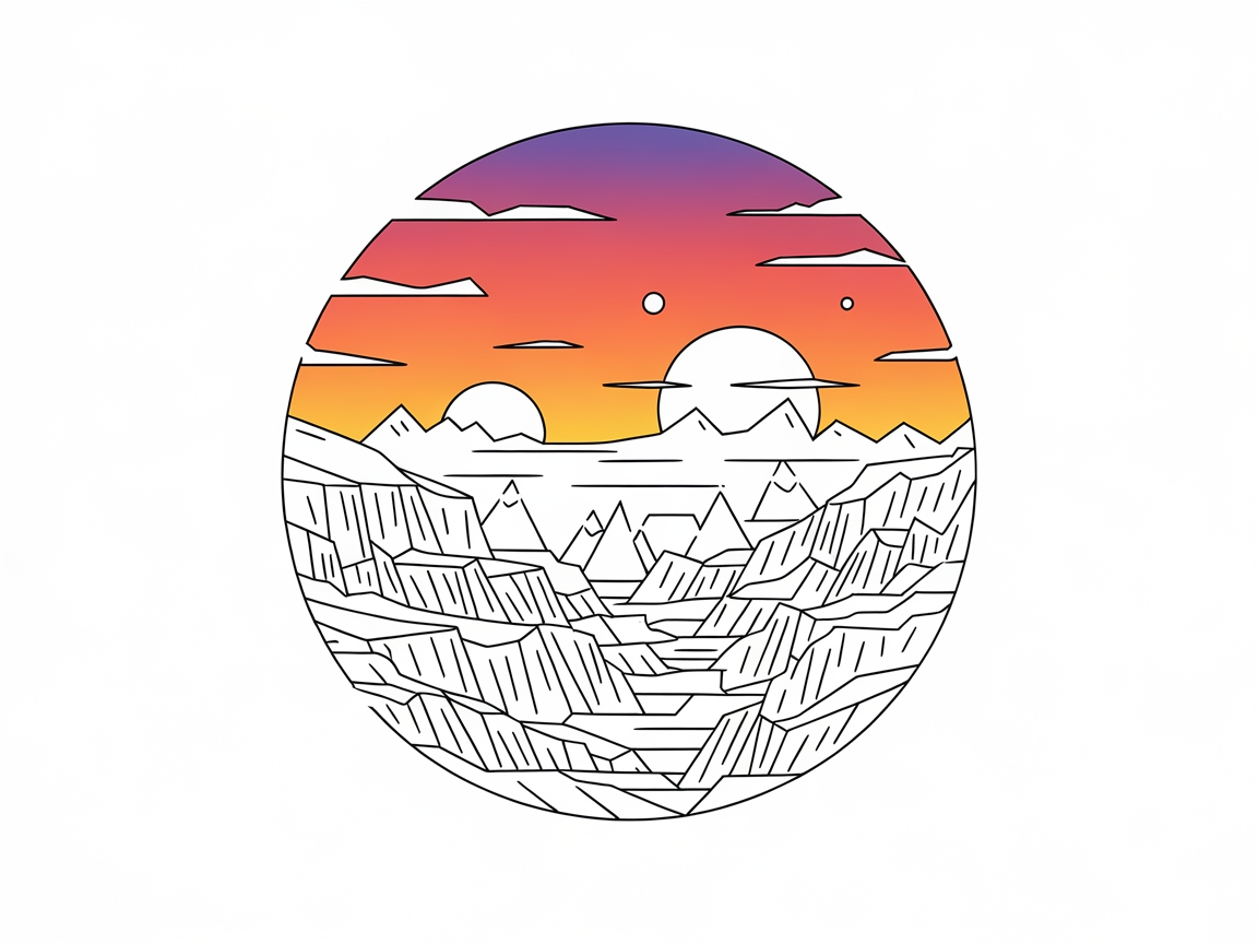 Capture the Planetary Sunrise with This Intricate Landscape Page