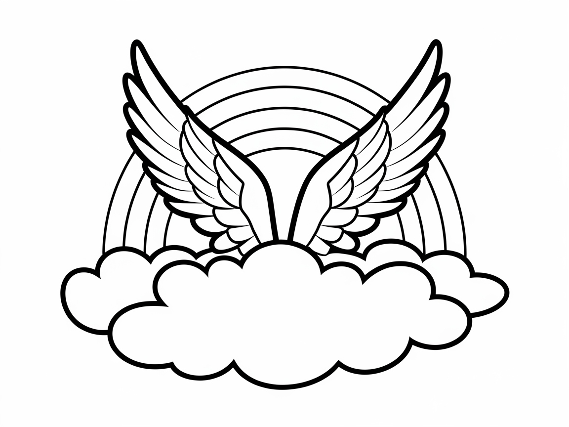 Color This Celestial Wings and Rainbow
