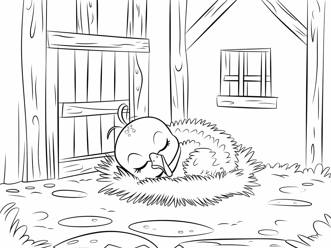 Color This Sleeping Baby Turkey in a Cozy Nest