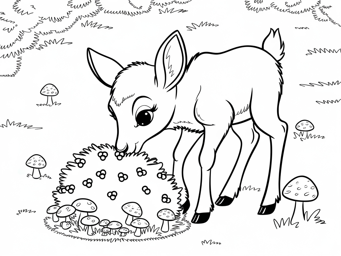 Curious Baby Reindeer Exploring a Forest Glade