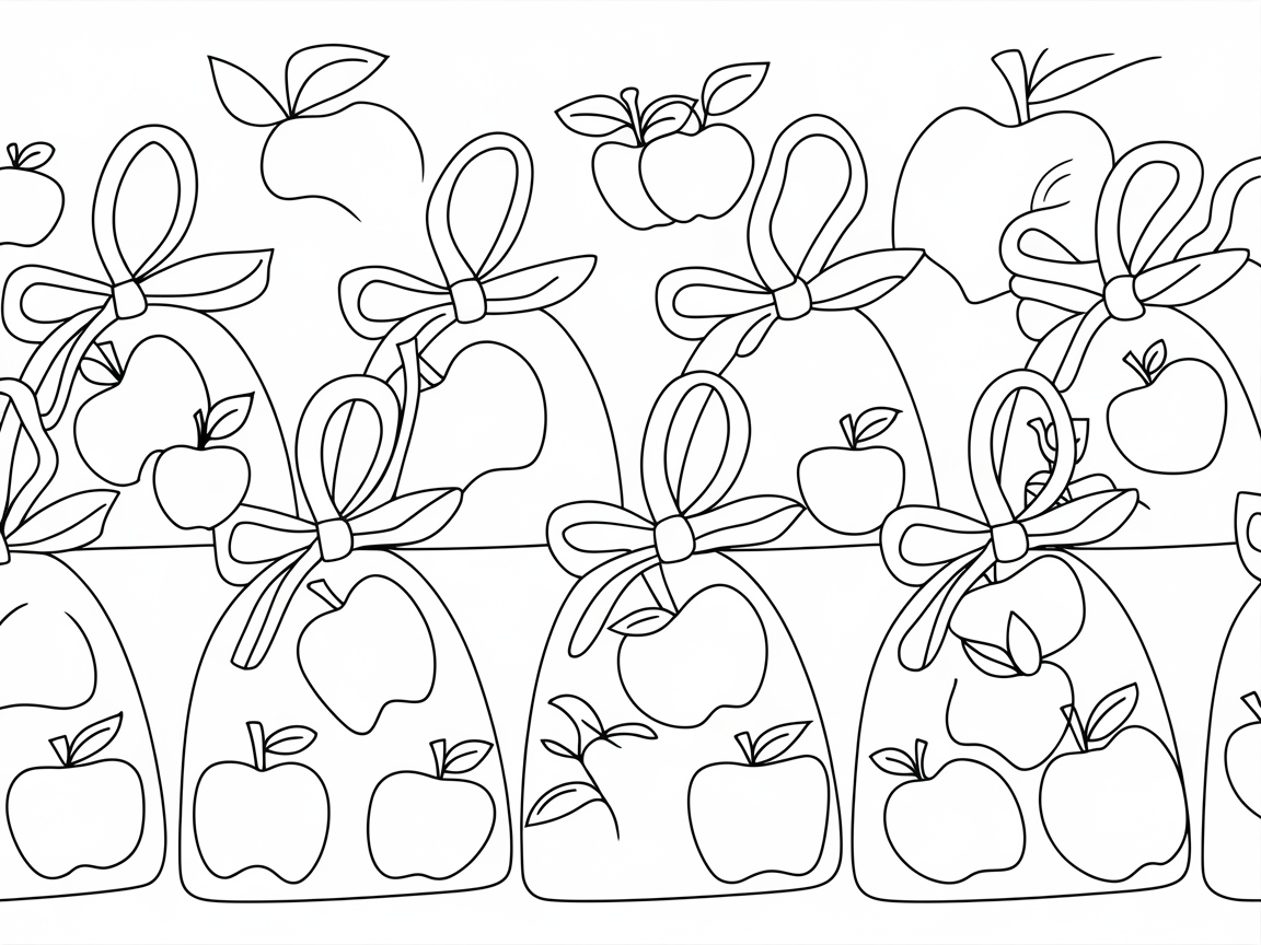 Apple Gift Bags Coloring Page for Creative Fun