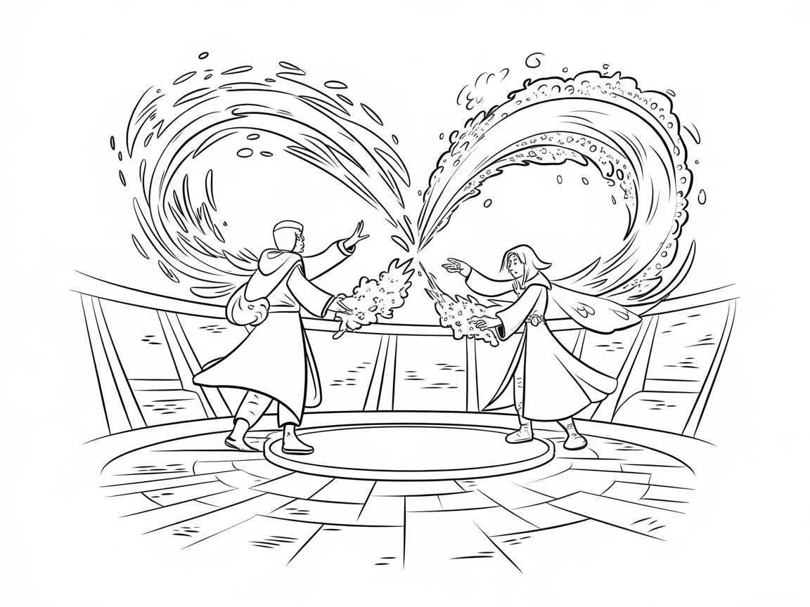 Epic Mage Duel Coloring Page