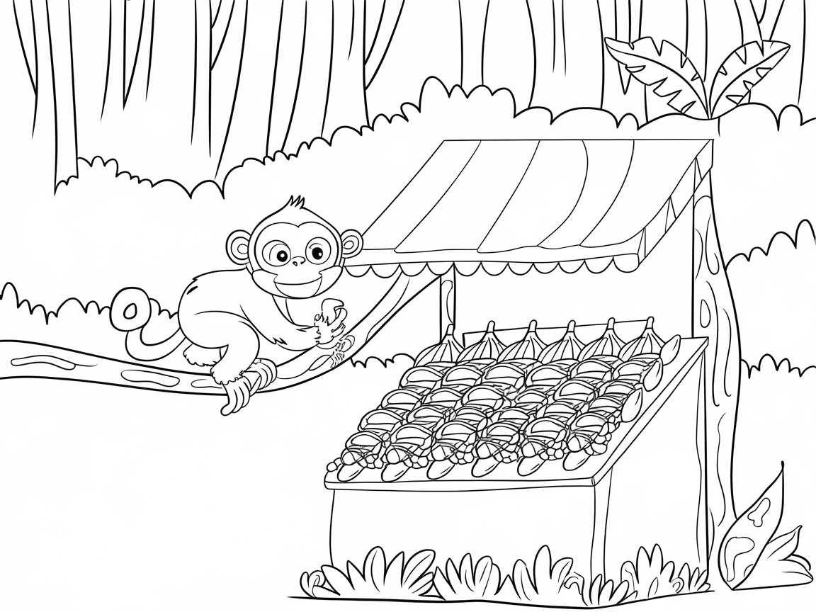 Mischievous Monkey in the Banana Bonanza