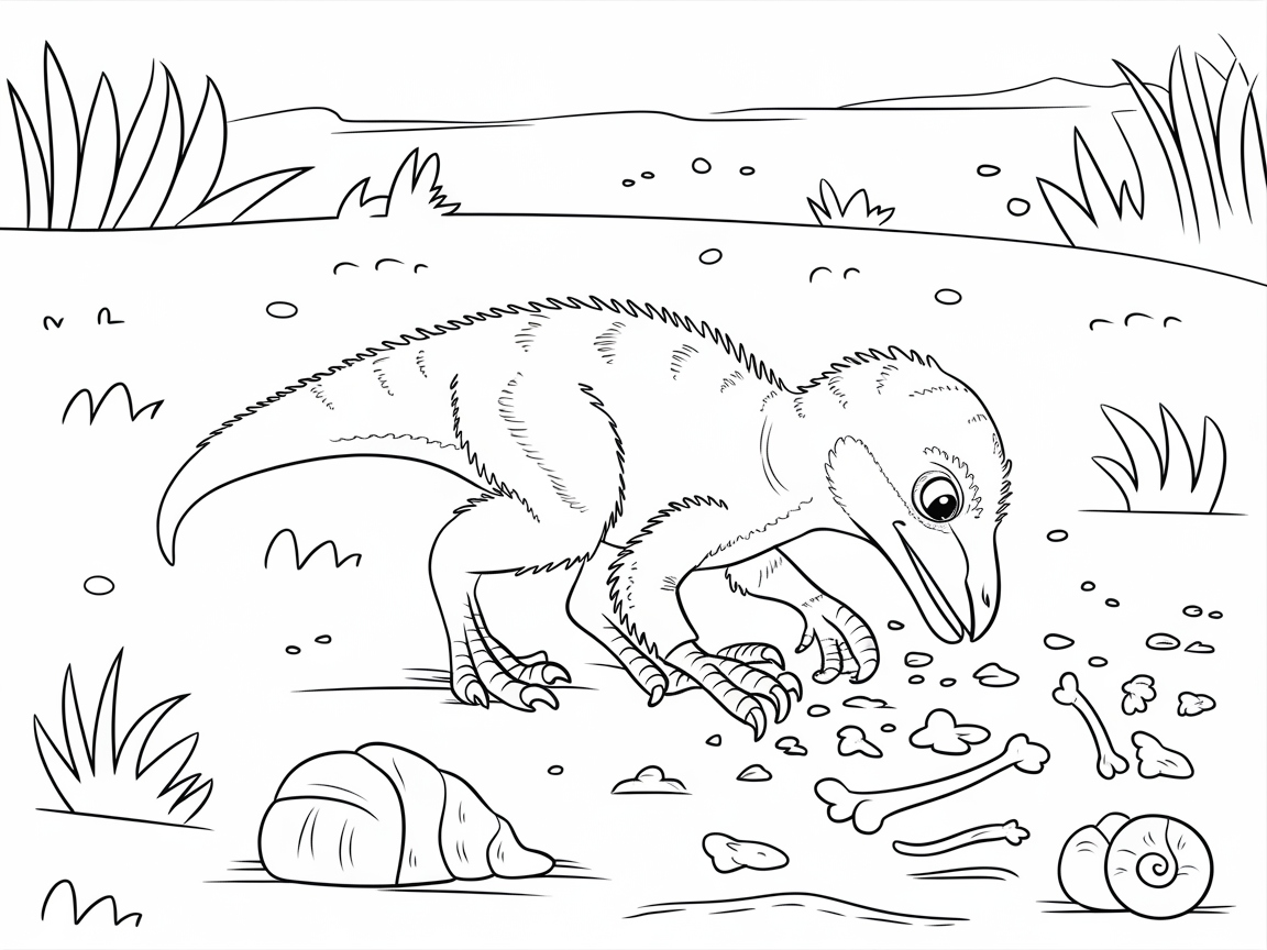 Curious Raptor on a Fossil Hunt