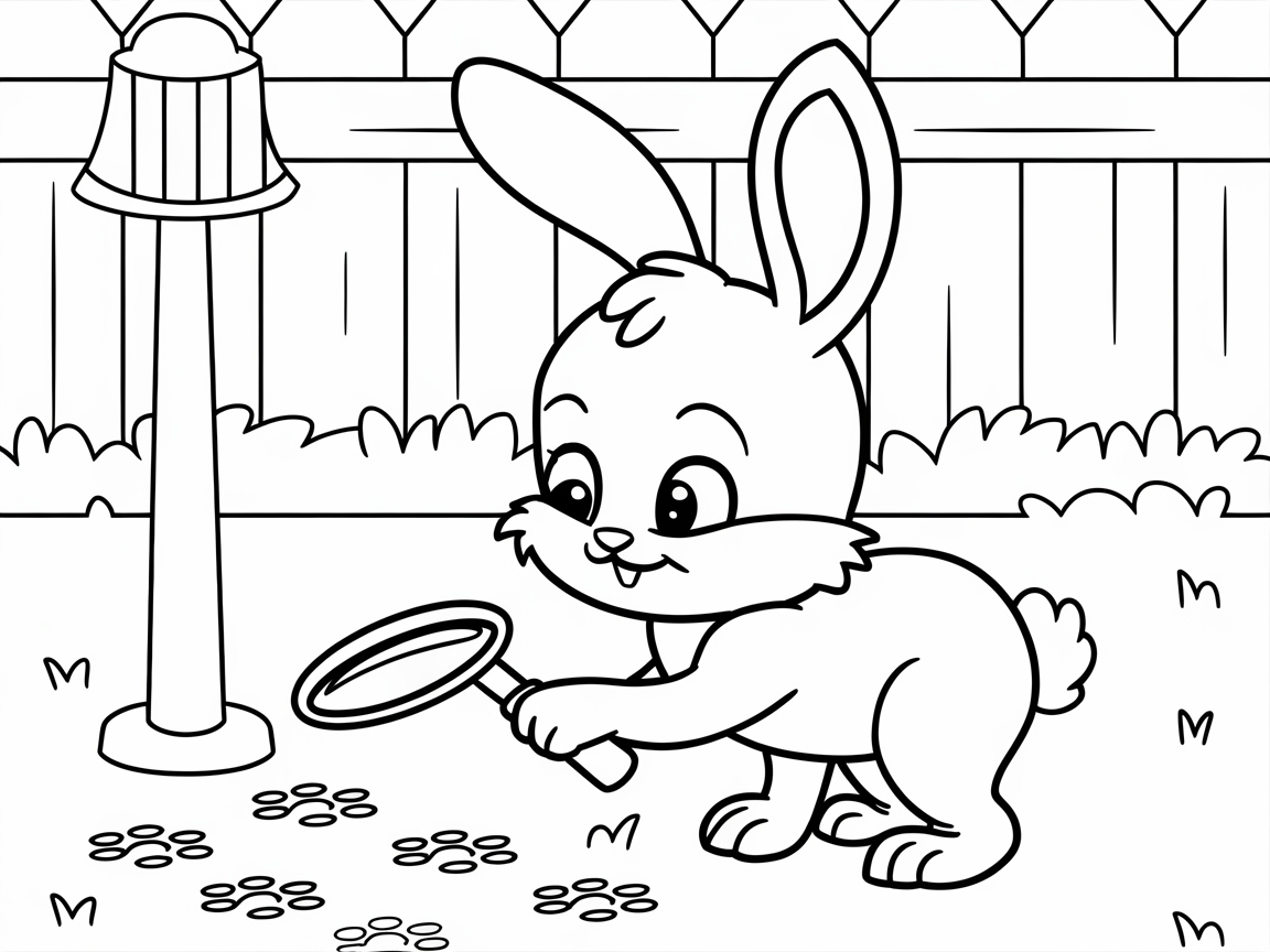 Detective Bunny on a Garden Adventure