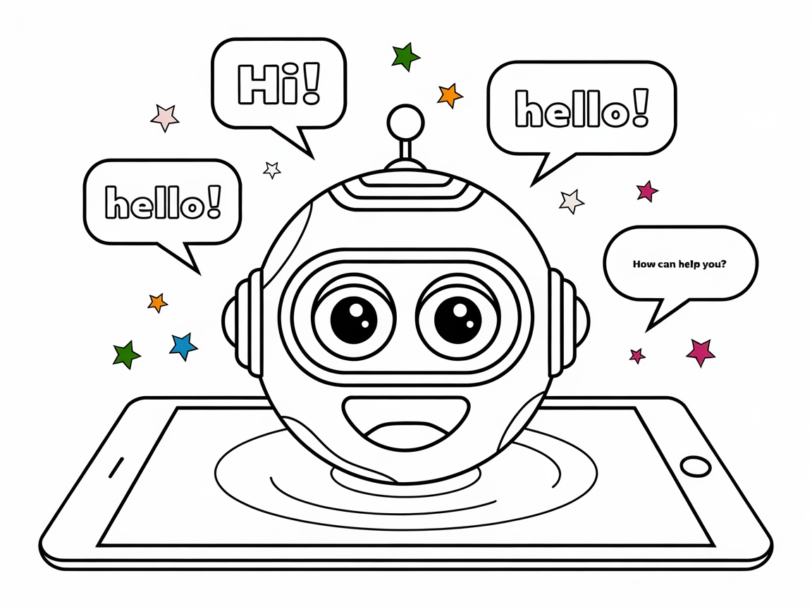 Say Hello to This Chirpy Chatbot Coloring Page
