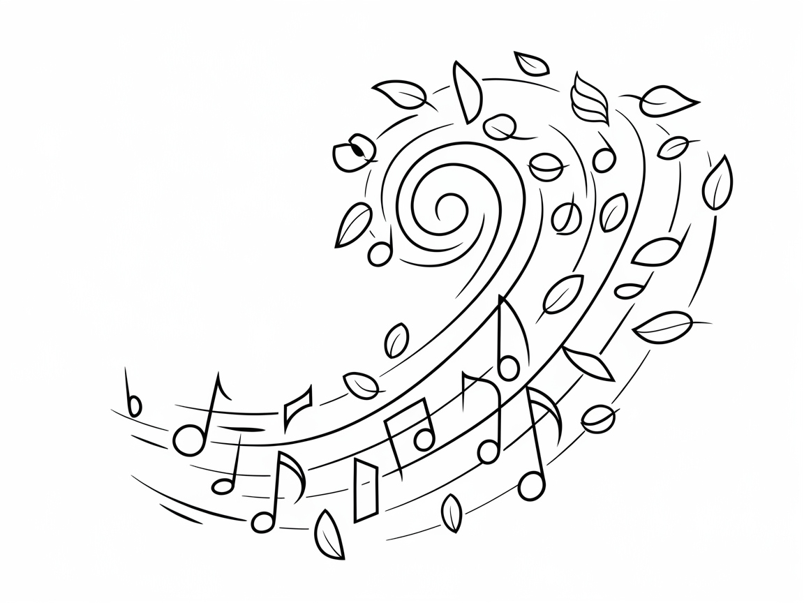 Musical Autumn Whirlwind Coloring Page