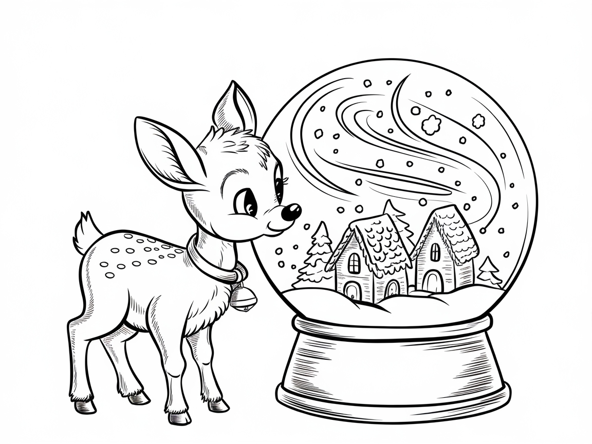 Enchanting Baby Reindeer with Snow Globe Magic