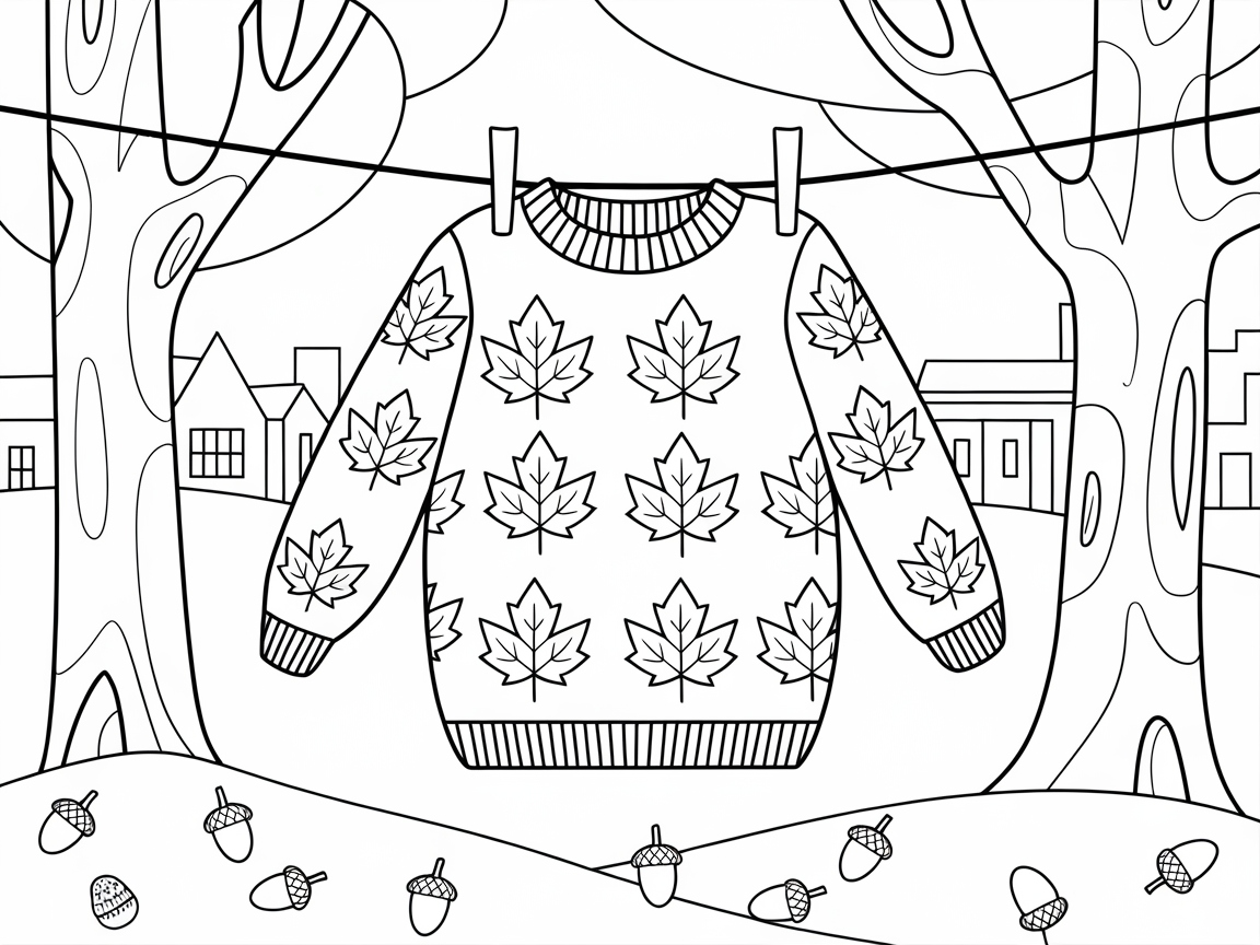 Cozy Sweater on the Line Coloring Page