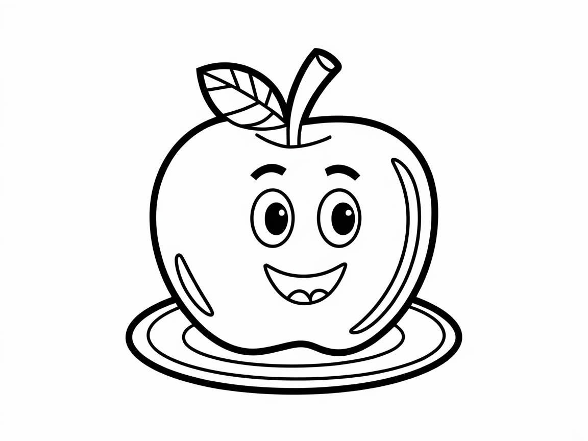 Fun Apple Character Ready for Colors
