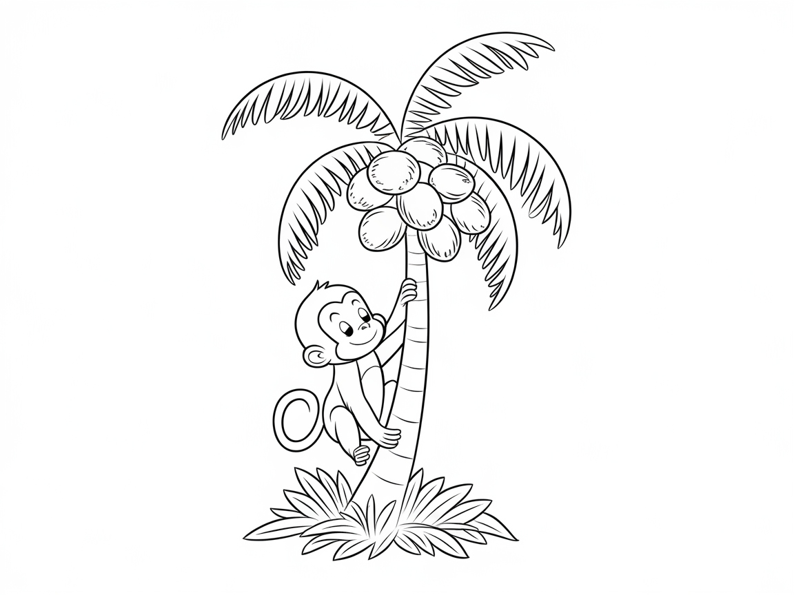 Cheeky Monkey Climbing a Coconut Tree