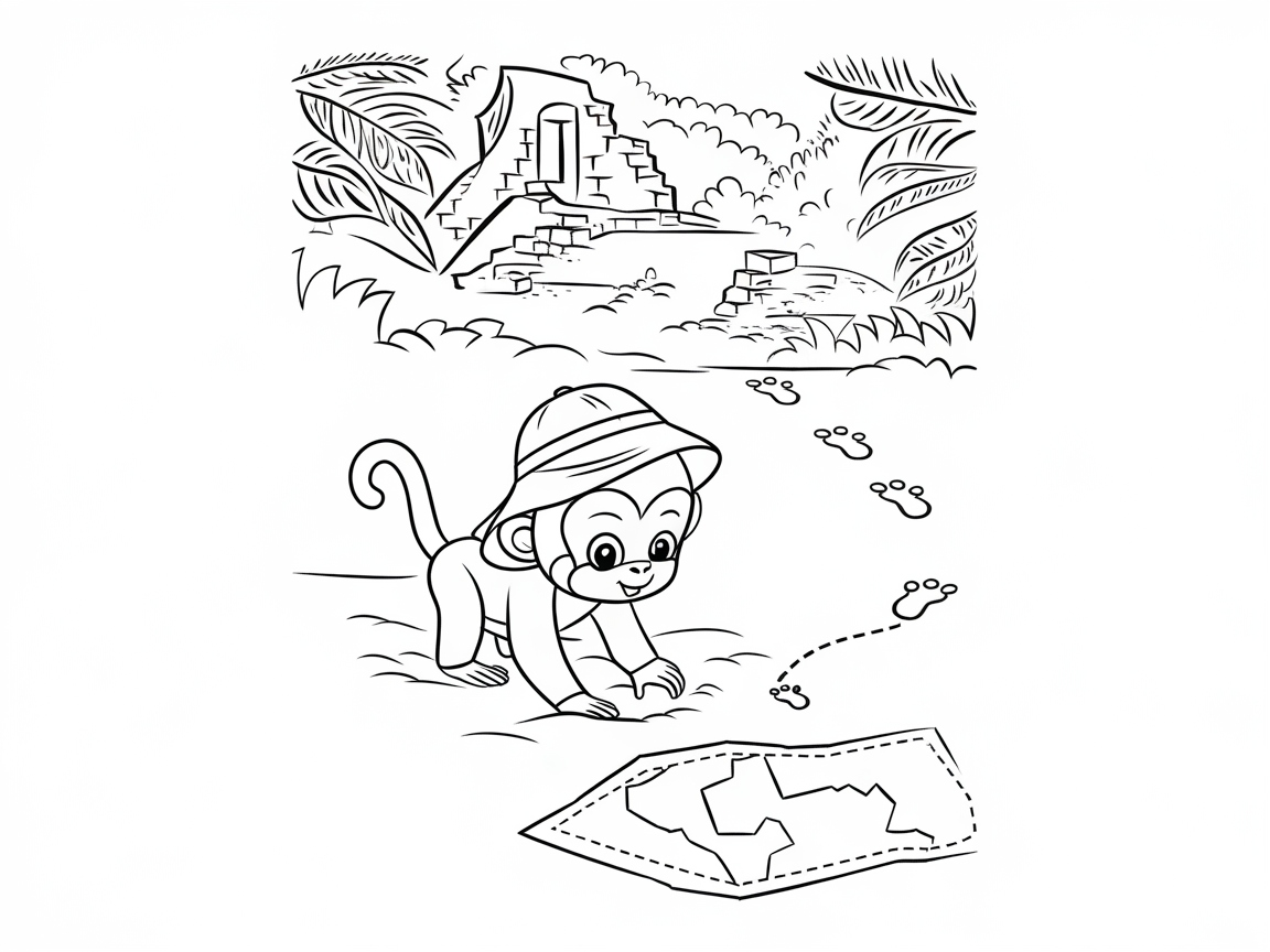 Little Explorer Monkey Follows the Treasure Map