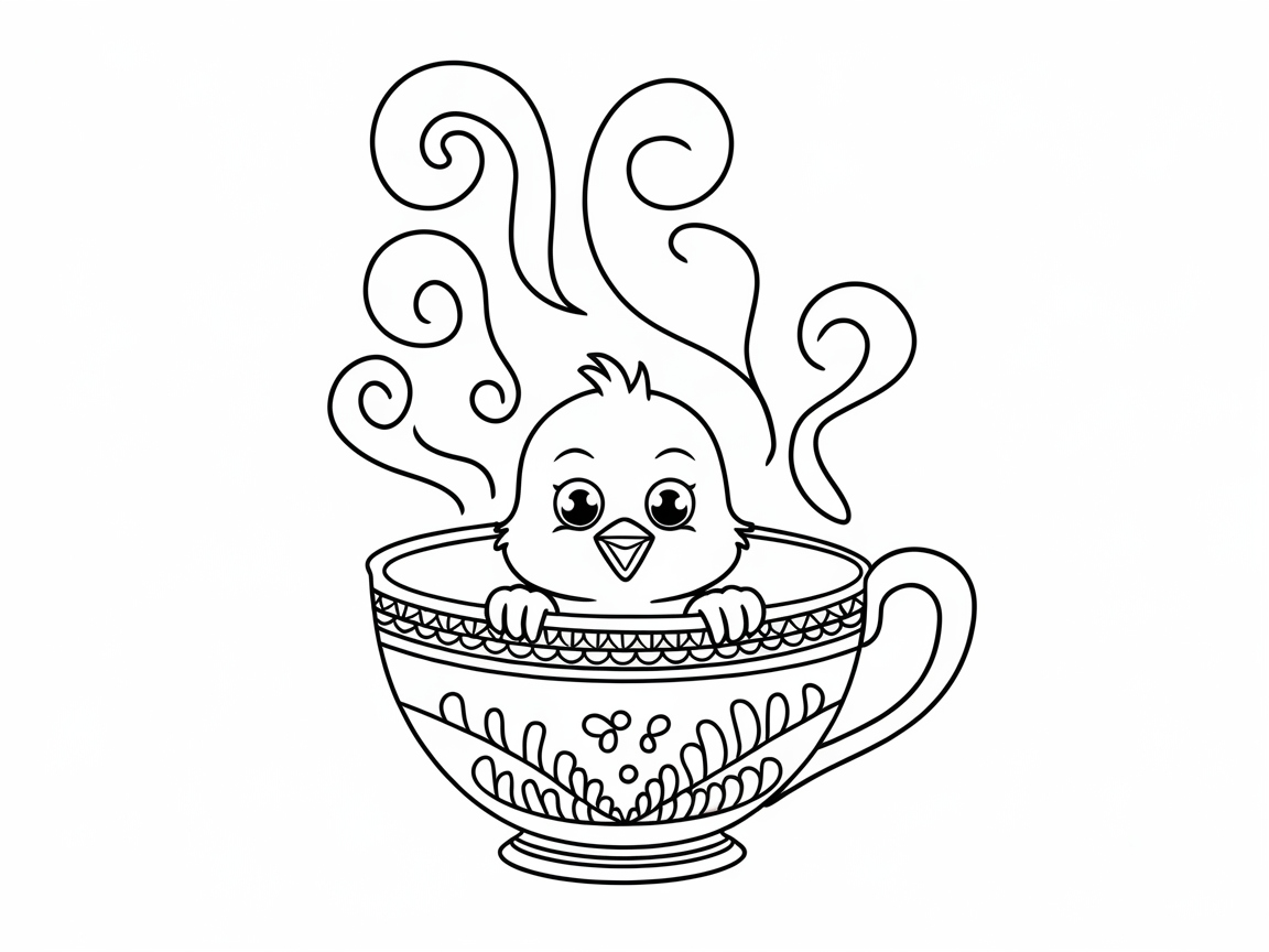 Cozy Cup Chick with Swirling Steam