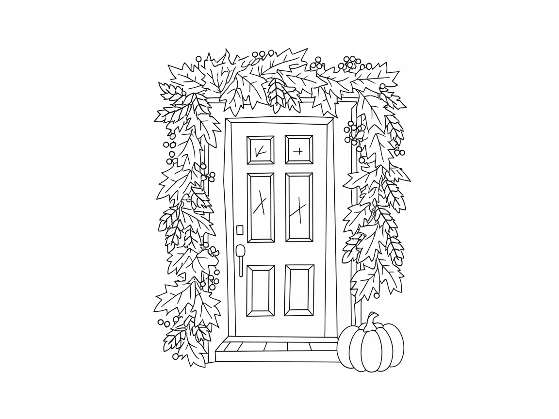 Welcoming Autumn Doorway Coloring Page
