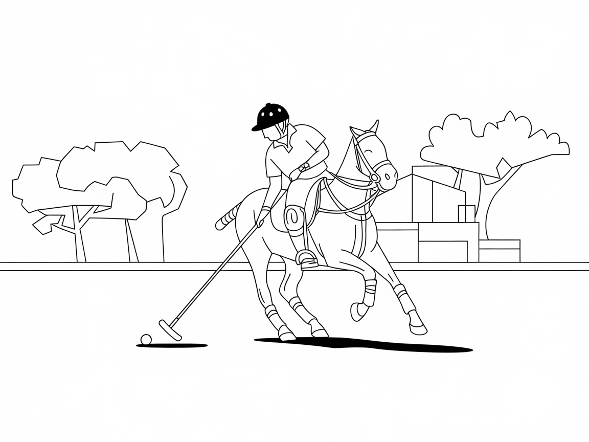 Polo Playground: Color This Equestrian Scene