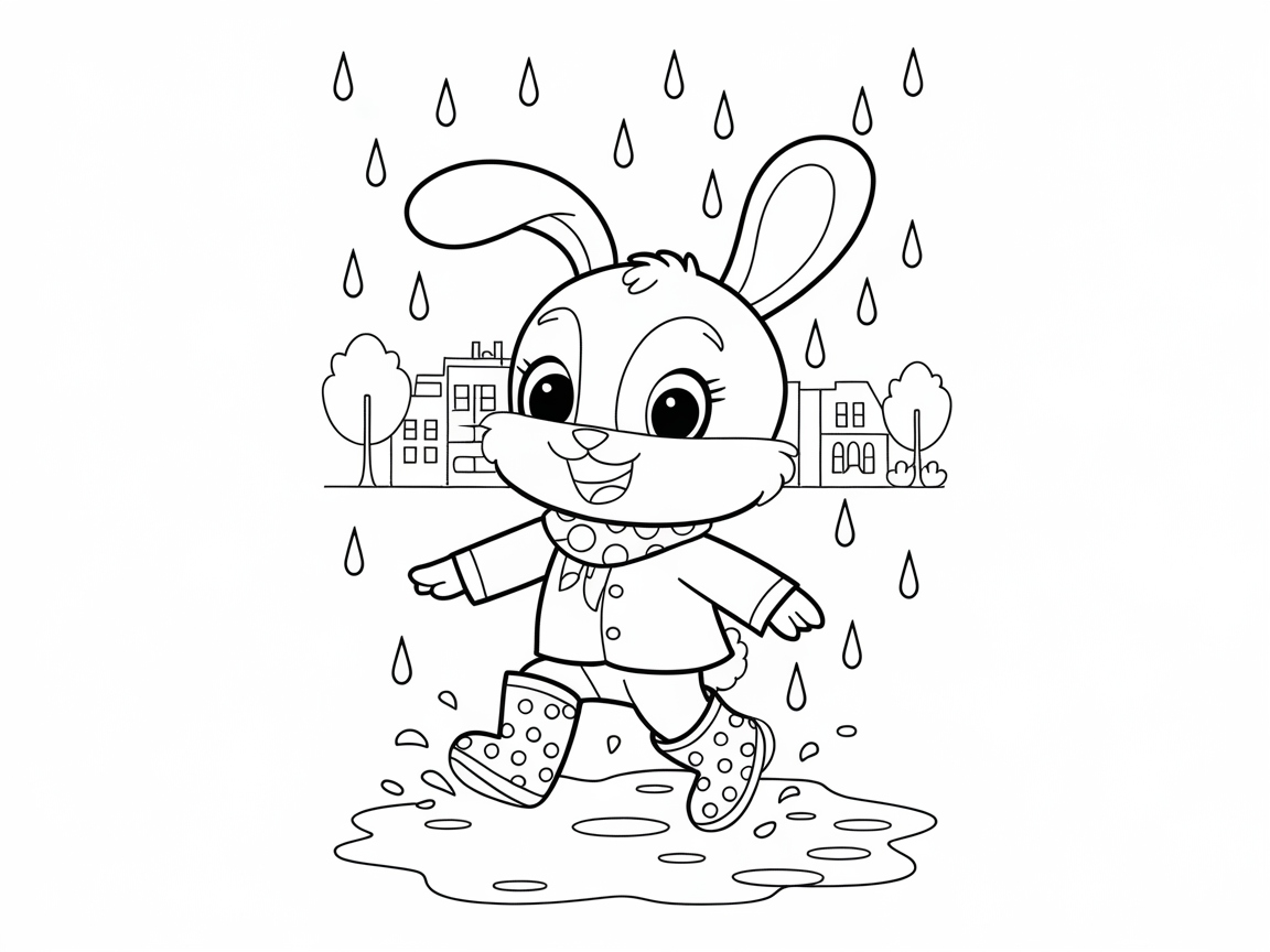 Splashy Fun with a Rainy Day Bunny