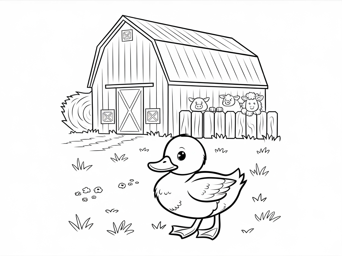 Farmyard Fun with This Cute Duckling Scene