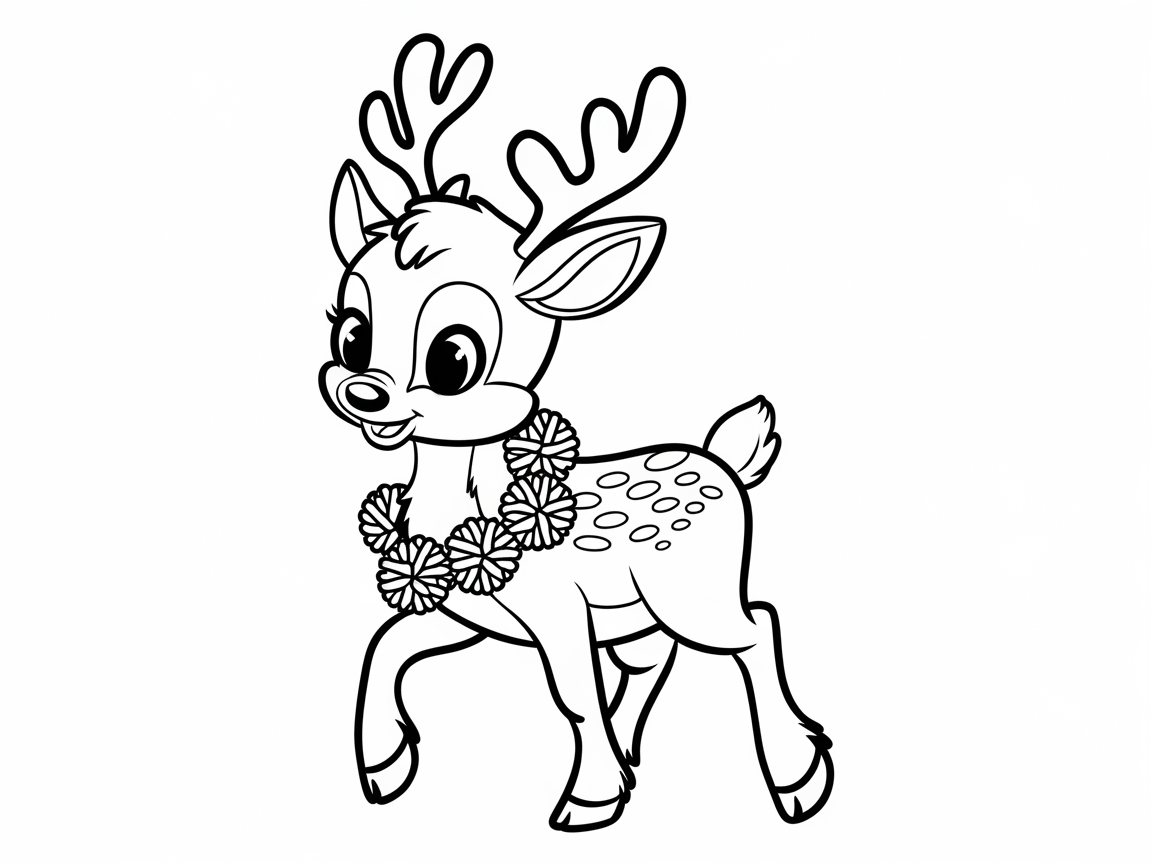 Festive Baby Reindeer with a Floral Necklace