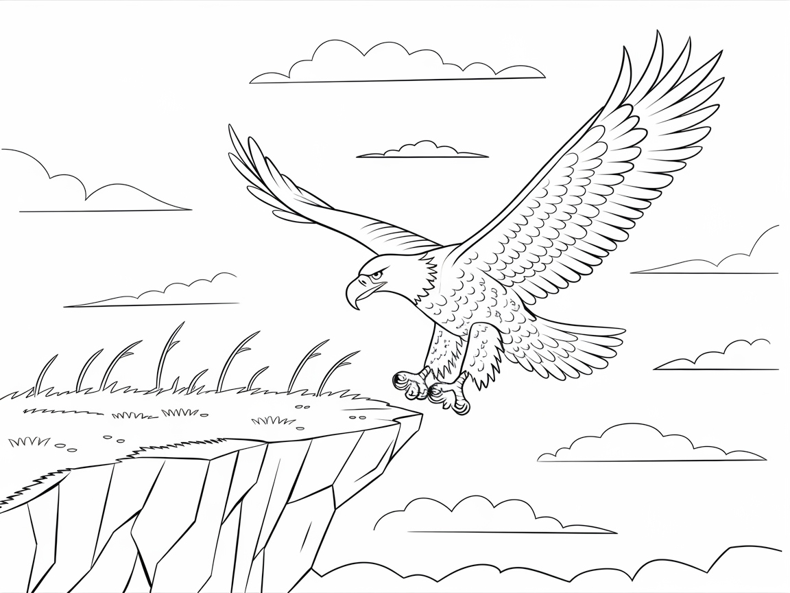 Graceful Eagle Landing on a Cliff