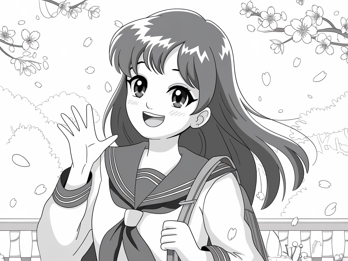 Wave Hello to This Charming Anime Schoolgirl