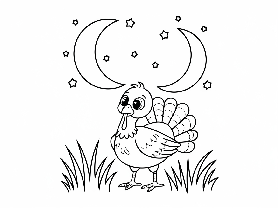 Moonlit Adventure with a Baby Turkey