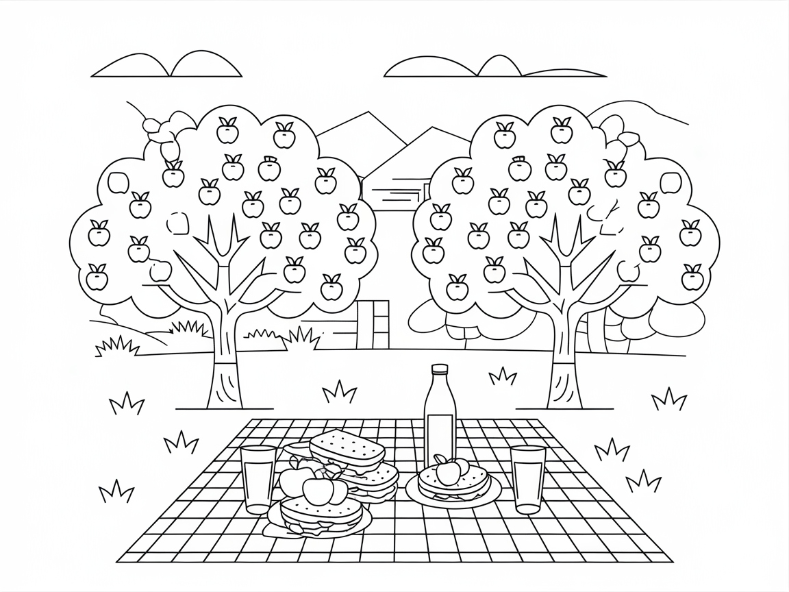 A Delicious Apple Picnic Under the Orchard Trees