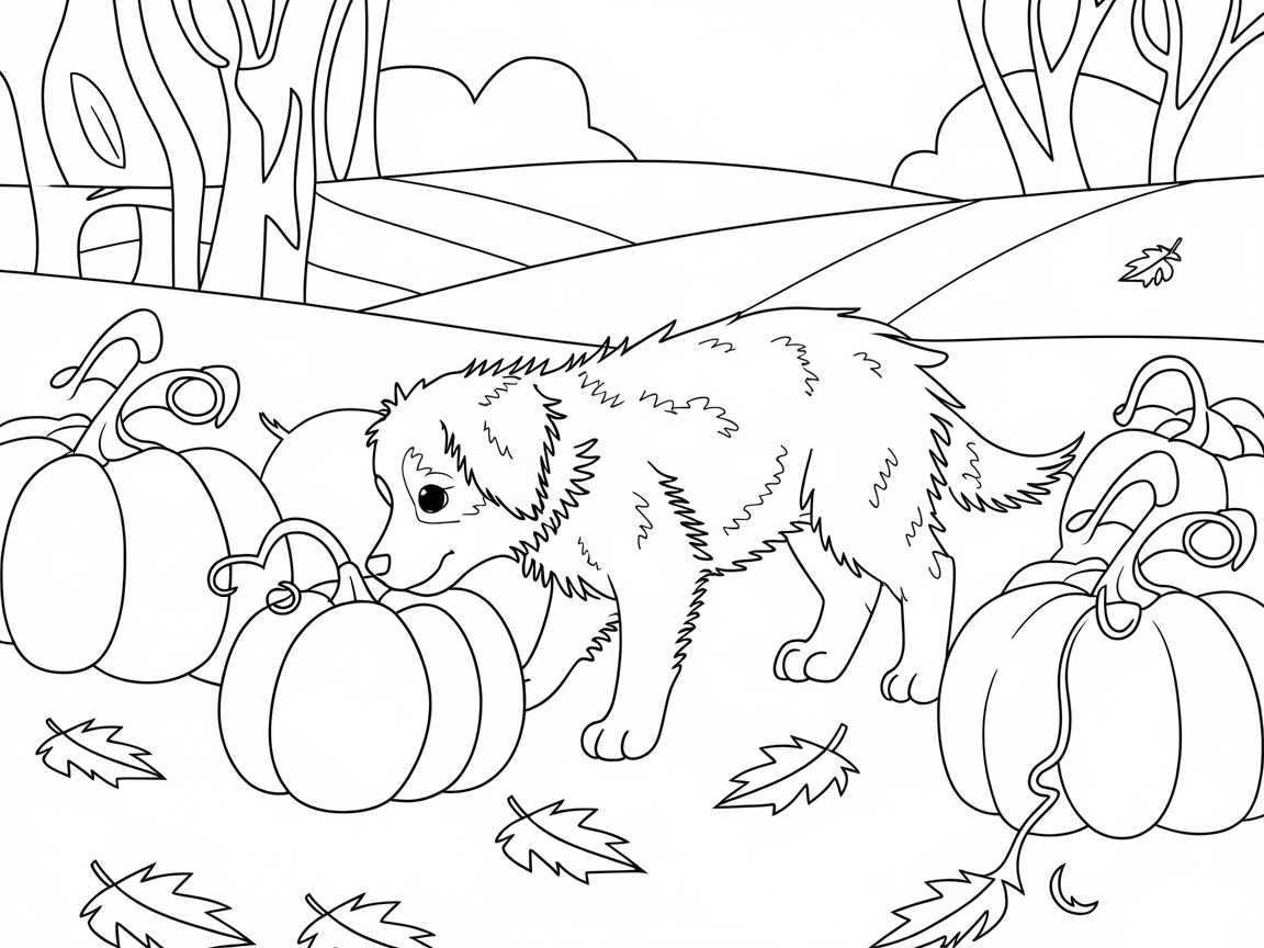 Autumn Adventures: Australian Shepherd Puppy and Pumpkins