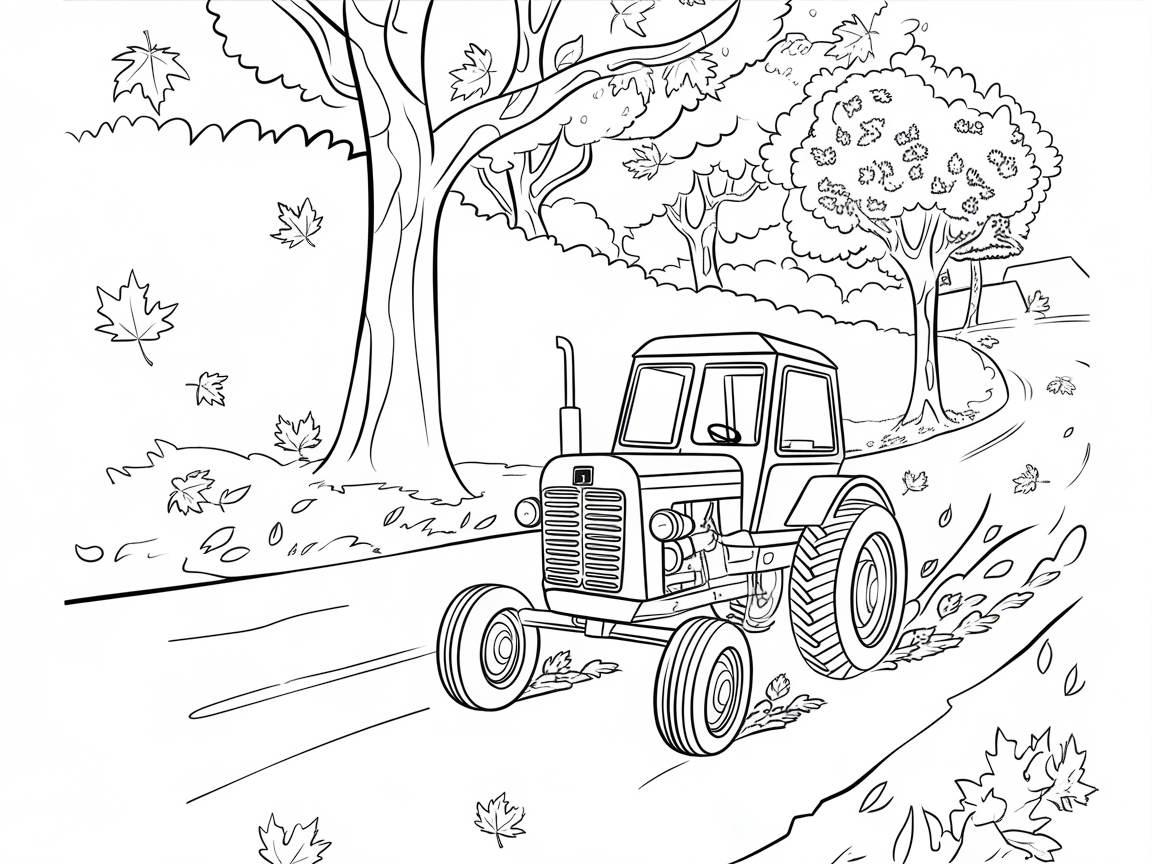 Get Ready to Color This Rustic Tractor Scene
