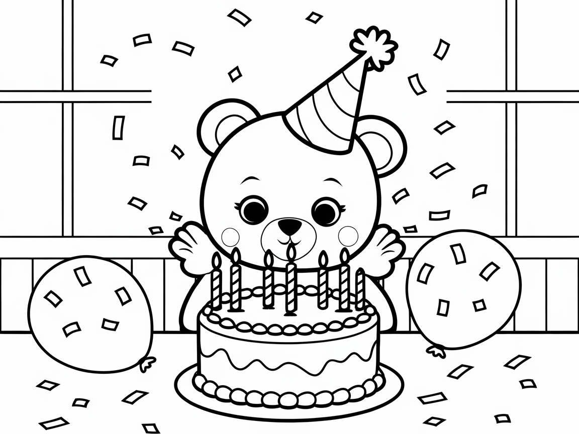 Celebrate with This Birthday Bear Coloring Page
