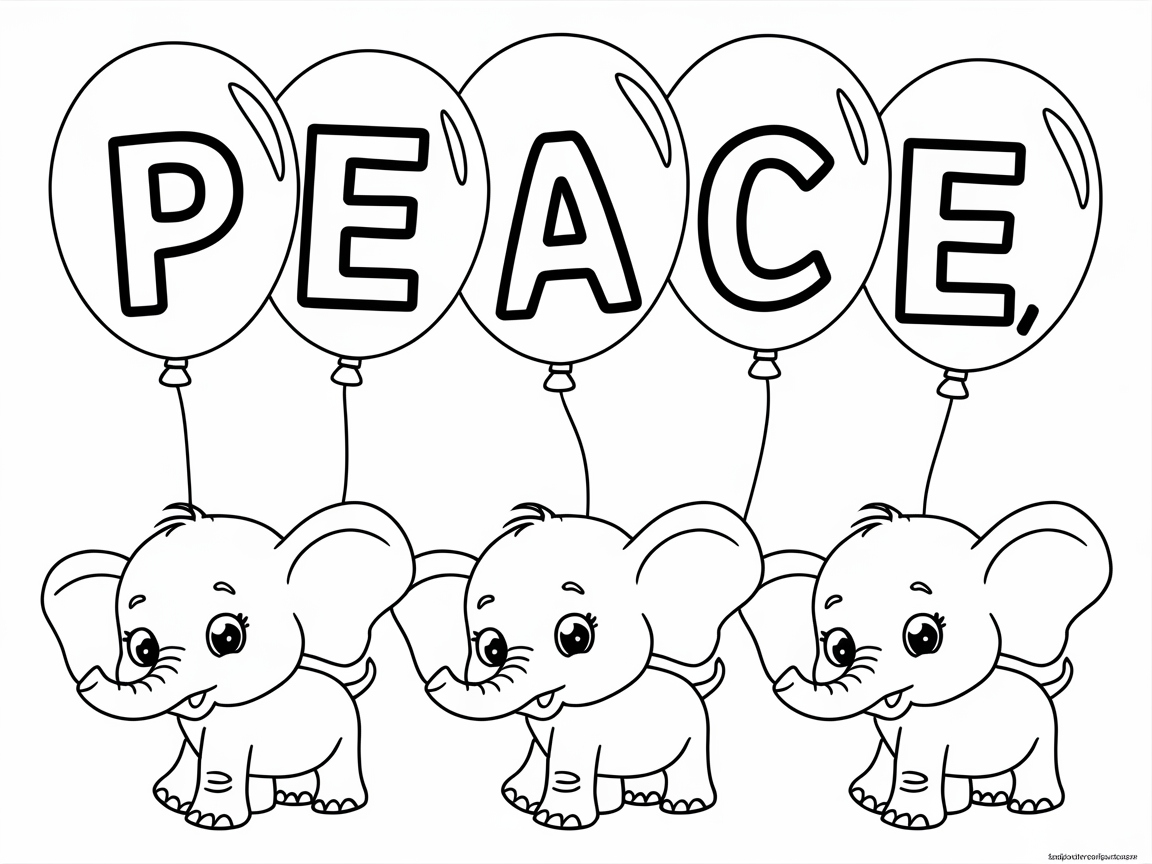 Adorable Elephant Parade with Peace Balloons