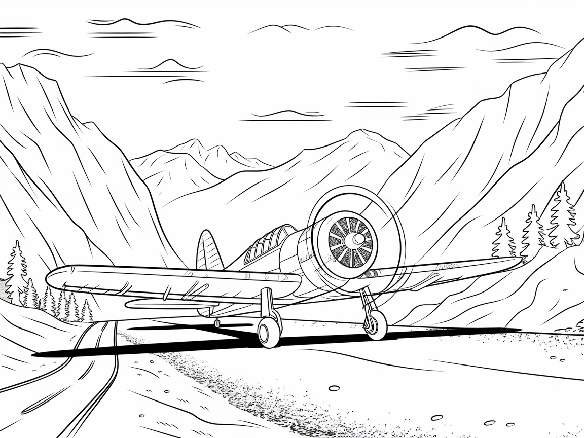 Touch Down in the Mountains with This Classic Airplane Scene
