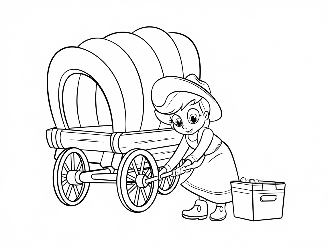 Wagon Adventure with a Cheerful Pioneer