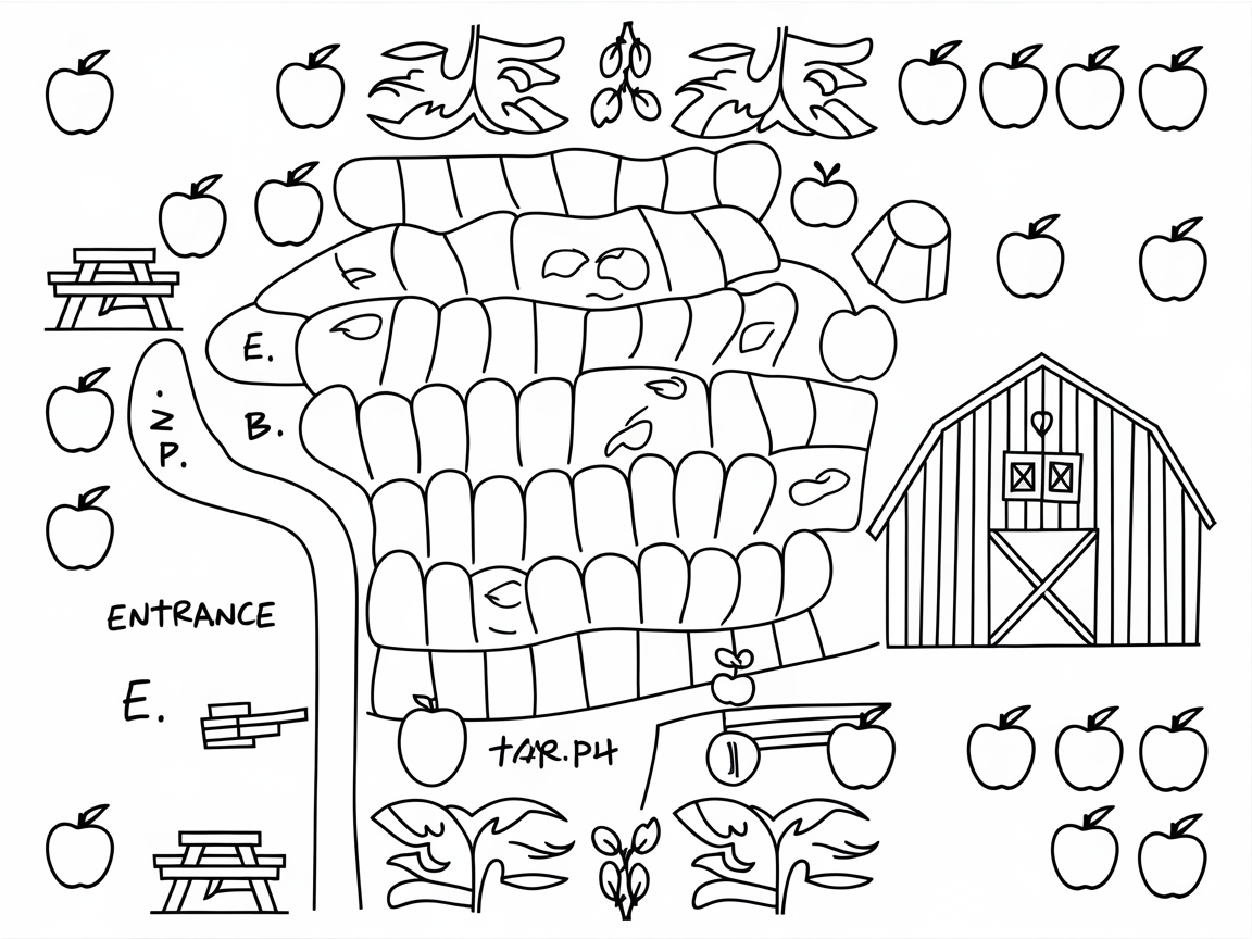 Map Your Adventure with This Orchard Layout Coloring Page